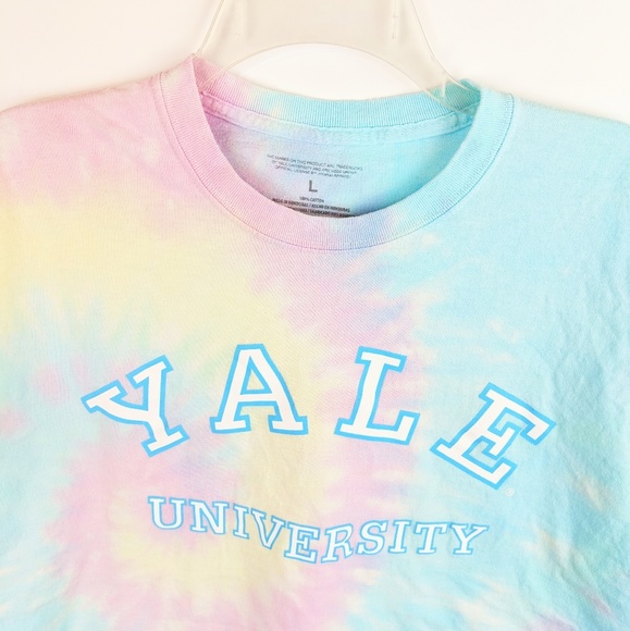 🍍 YALE UNIVERSITY Pastel Tie Dye Boxy Crop Top - Picture 3 of 9
